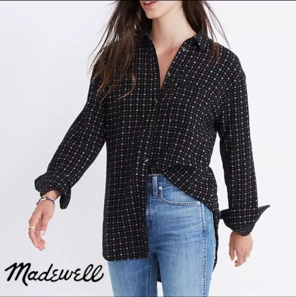 Madewell Tops - Madewell Oversize Ex-Boyfriend Shirt - mayfair foulard dried coral - Size XS